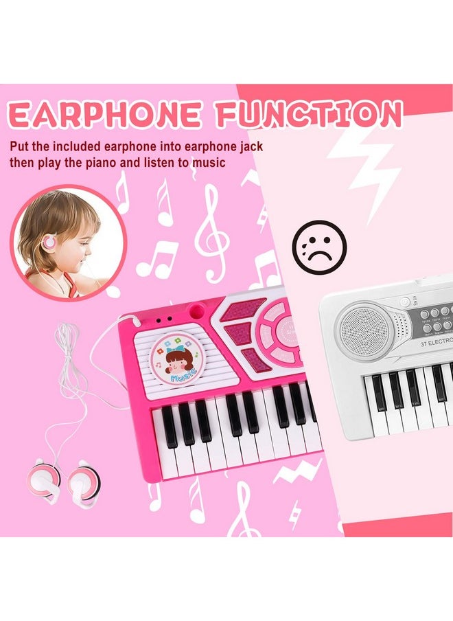 Kids Piano Keyboard 49 Keys, Electronic Toy Keyboard Piano With Microphone & Headphone For Beginners Multifunctional Musical Instruments Learning Keyboard Piano Kid Gifts For Girls, Pink