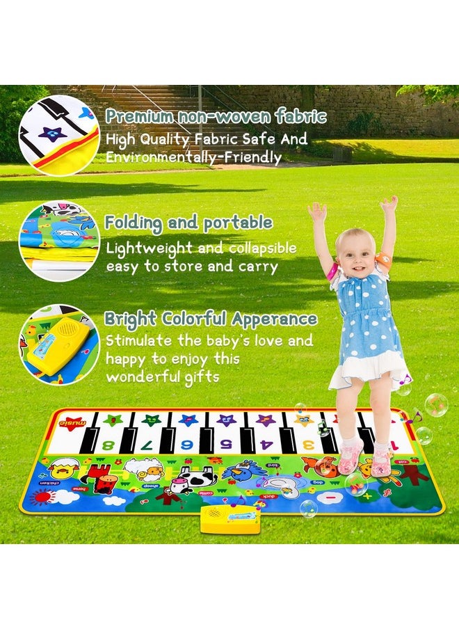 Piano Mat, 53'' X 23'' Musical Toys For Toddlers Floor Piano Touch Playmat With 8 Animal Sounds, Music Piano Keyboard Dance Mat Toddler Toys Gifts For Boys And Girls 1 2 3 4 5 Year Old