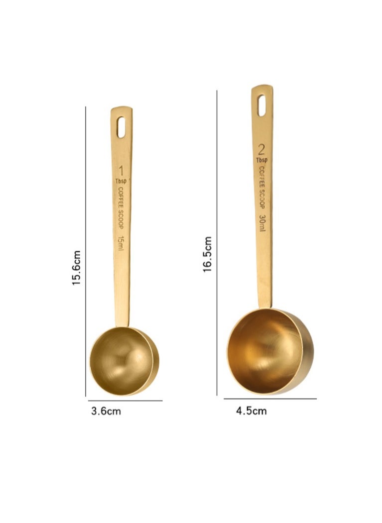 2-Pack Stainless Steel Gold Coffee Spoons