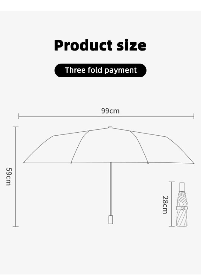 Women Fashion Floral Printing Anti-UV Sun Parasol Rain Proof Tri-fold Umbrella with Wooden Handle Multicolor