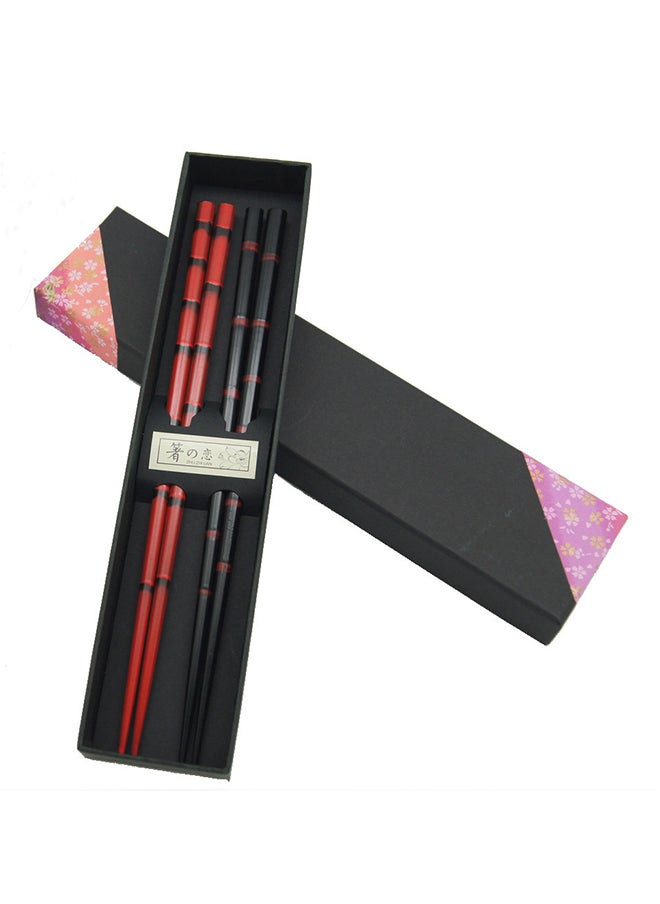 Pair Of 2 Lacquer couple of Chopstick Black/Red