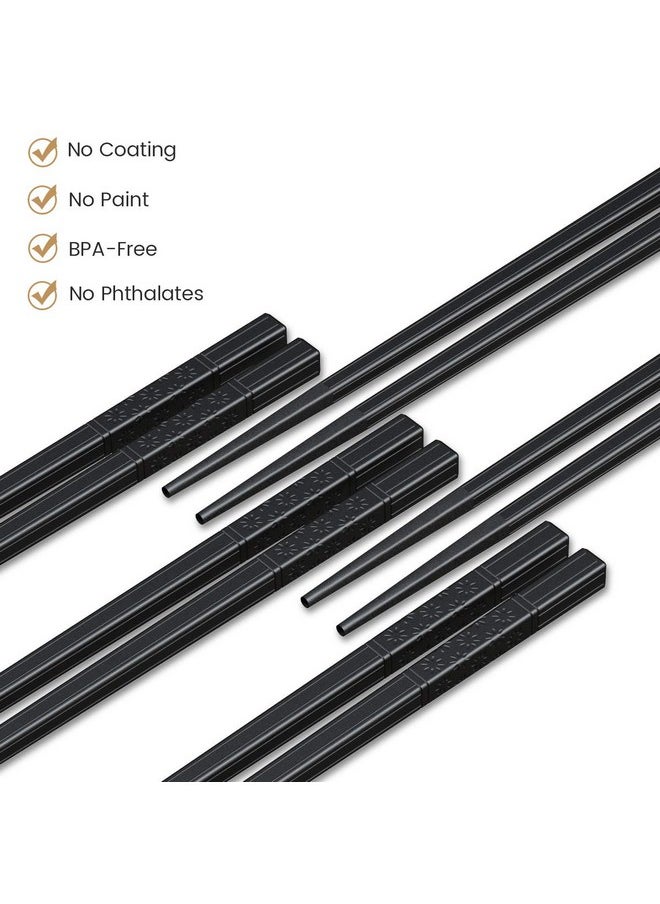 10 Pairs Fiberglass Chopsticks, Reusable Japanese Chinese Chop Sticks Dishwasher Safe, Non-Slip, 9 1/2 Inches