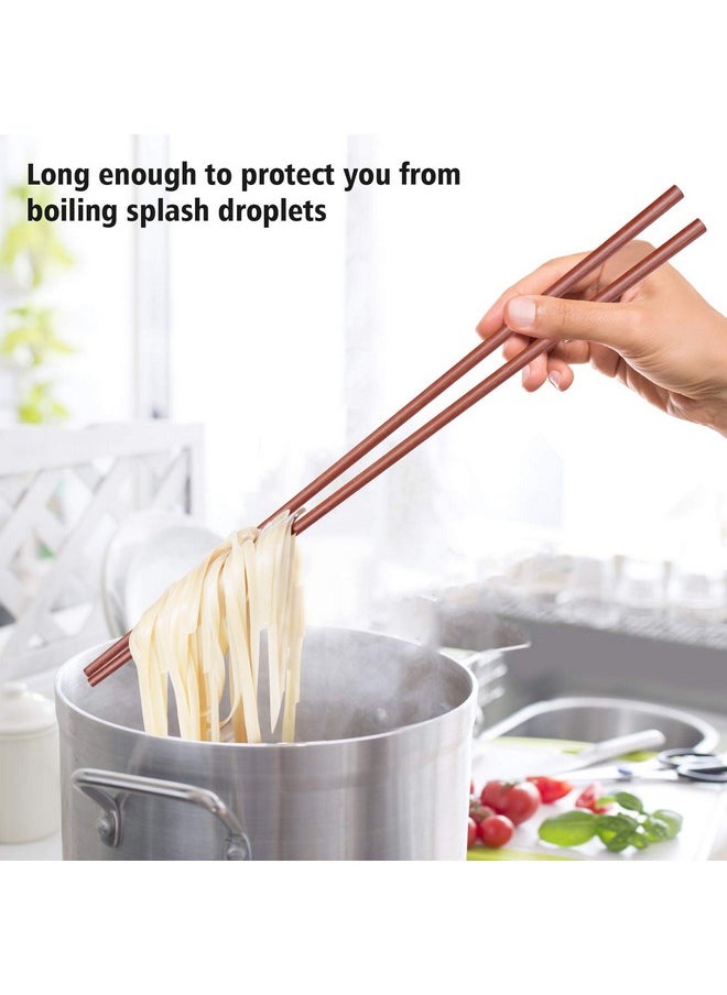 16.5 Inches Wooden Cooking Chopsticks Reusable For Noodles Frying Hotpot Extra Long Kitchen Chop Sticks Brown 2 Pairs