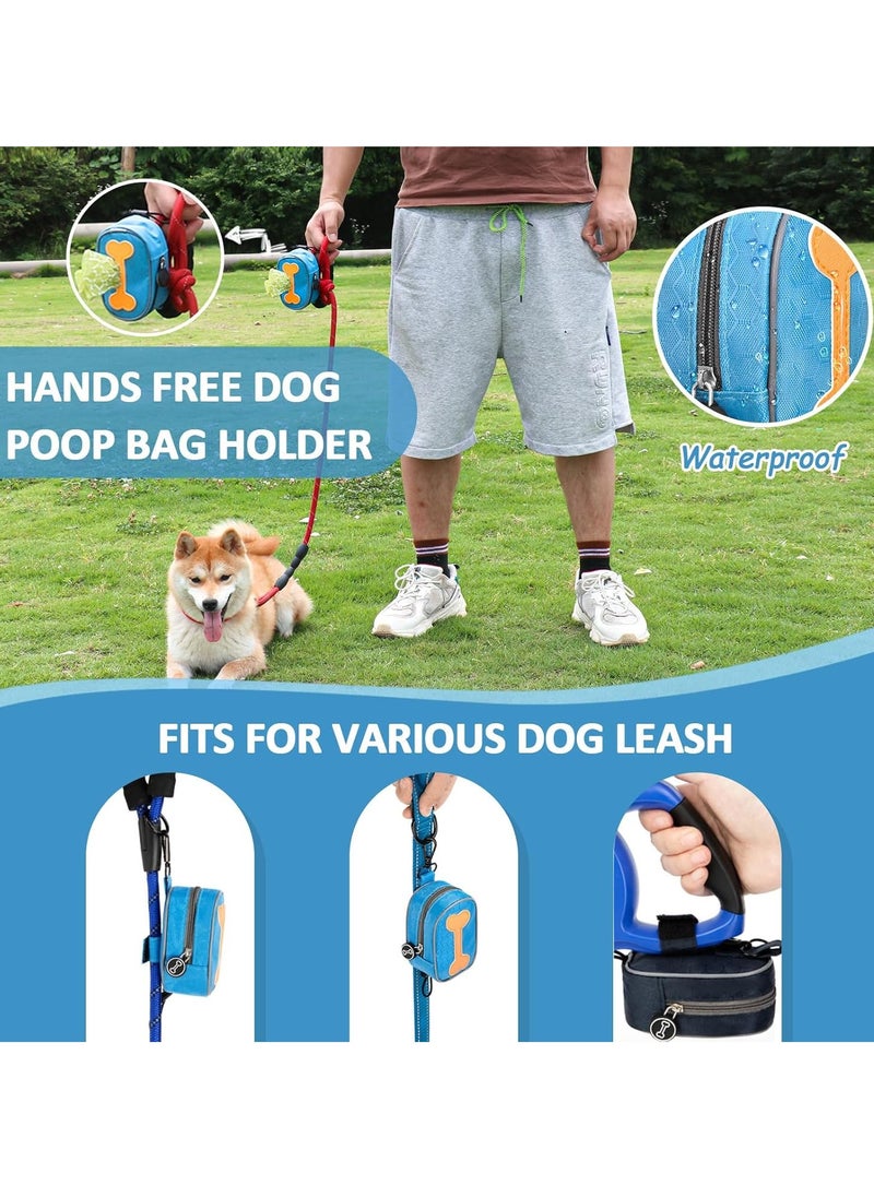 Fashion Printed Dog Poop Bags, Pet Waste Bag Organizer - Dog Poop Bag Dispenser and Leash Holder, Medium (Dark Blue)