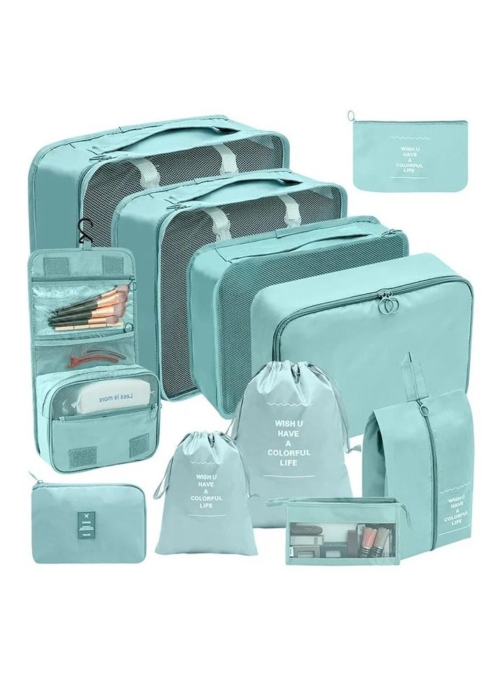 11 Set Packing Cubes for Suitcases, Travel Essentials for Carry on, Luggage Organizer Bags Set for Travel Accessories , Light Blue