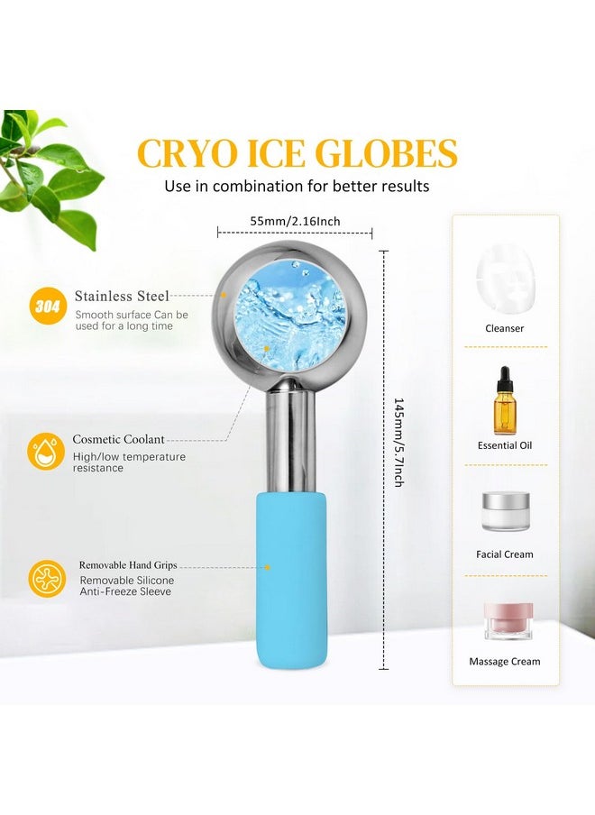 Ice Globes For Face, Unbreakable Stainless Steel Ice Globes For Facials For Puffiness, Wrinkles,Ice Balls For Face Neck & Eyes Skin Care