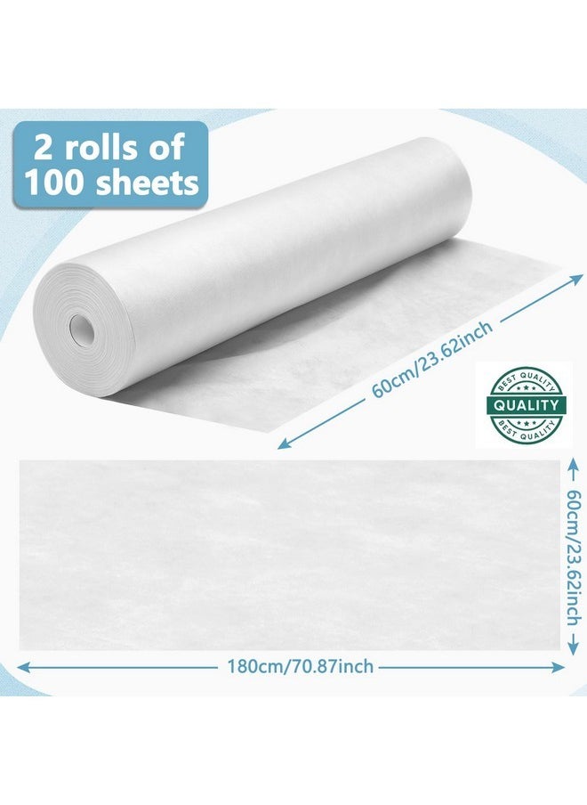 2 Roll Disposable Non Woven Bed Sheets 24 X 71 Inch Massage Table Paper Covers Non Woven Fabric Massage Bed Sheets Waterproof Spa Breathable Bed Cover For Beauty Salon, Hotels (White)