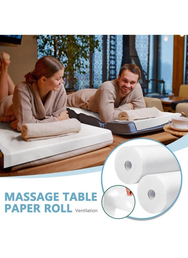 2 Roll Disposable Non Woven Bed Sheets 24 X 71 Inch Massage Table Paper Covers Non Woven Fabric Massage Bed Sheets Waterproof Spa Breathable Bed Cover For Beauty Salon, Hotels (White)