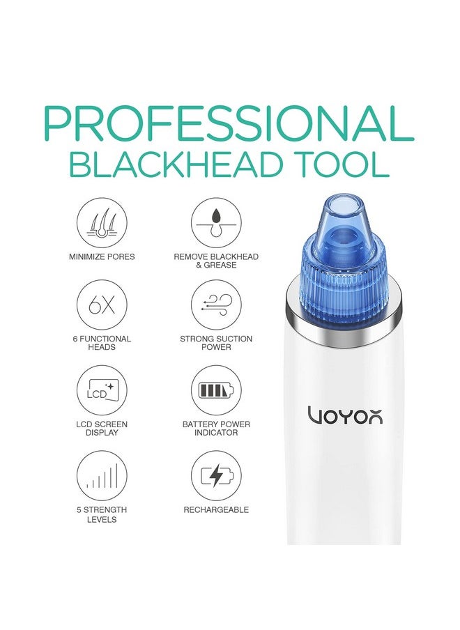 Blackhead Remover Pore Vacuum - Electric Face Vacuum Pore Cleaner Acne White Heads Removal With Suction Heads (Br510)