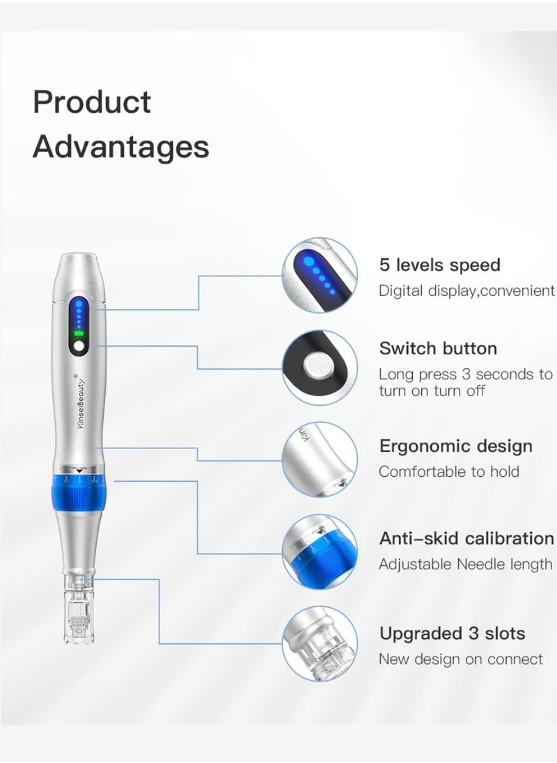 A6 PRO Derma Pen, Professional Microneedling Pen, Ultima 2*12 Pin, 2*24 Pin, 2*36 Pin, Wireless Adjustable Micro Needling