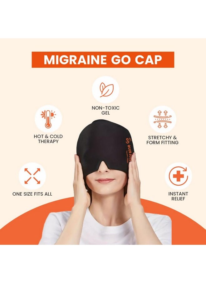 Migraine Go Relief Cap | Soothing Headache Hat Ice Pack Mask | Face Cold Compress Cooling Gel Head Wrap | Products For Tension, Stress & Hangover