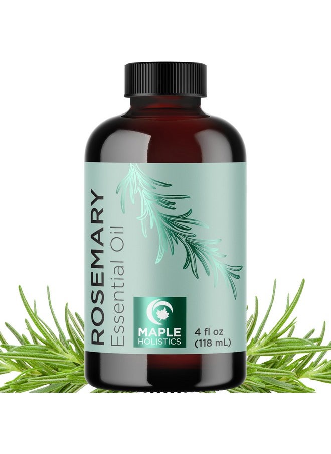 Pure Rosemary Essential Oil With Dropper - Undiluted Rosemary Oil For Hair Skin And Nails And Refreshing Aromatherapy Oil For Diffusers - Rosemary Essential Oil For Cleansing Dry Scalp Care 4Oz