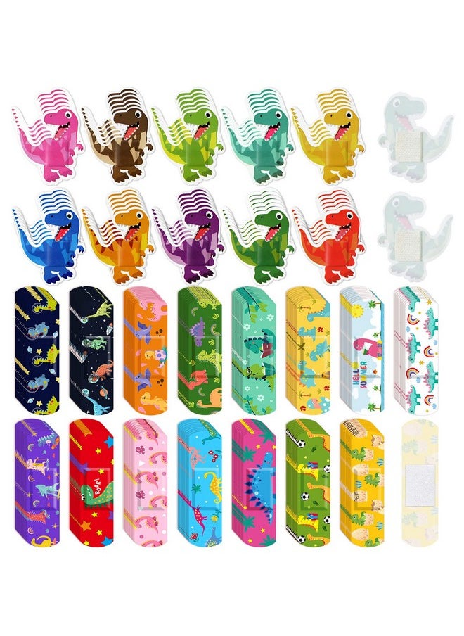 200 Pcs Bulk Kids Bandages Dinosaur Shaped Bandages Fun Children'S Adhesive Bandages Pe Waterproof Flexible Bandages Strip Colorful Assorted Styles Bandages For Kids Children Toddlers