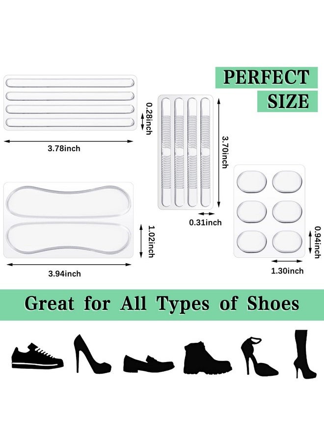 34 Pcs High Heel Cushion Inserts Pad, Sling Shoe Grip For Sandals Sling Backs, Women Strap Cushion Insert Heel Grips, Silicone Thin Heel Straps For High Heels Gel Shoe Sticker For Women Men