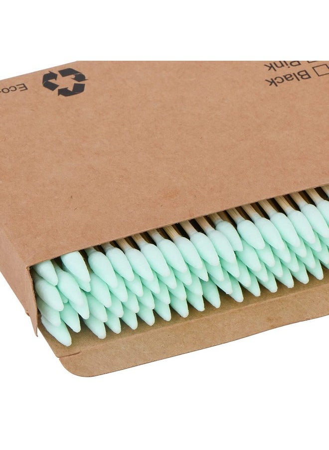 200Pcs Natural Bamboo Cotton Swabs, Eco-Friendly & Biodegradable - Comfortable And Soft,Plastic Free Double Ear Sticks For Ears Cleaning And Makeup,Dirt Removal,Crafts,Painting (Green)