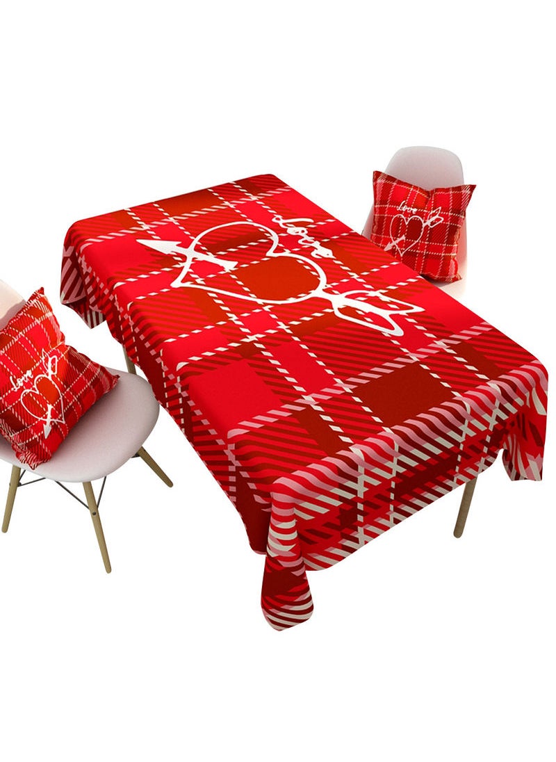 Love Pattern Waterproof Table Cloth Red 140x200cm