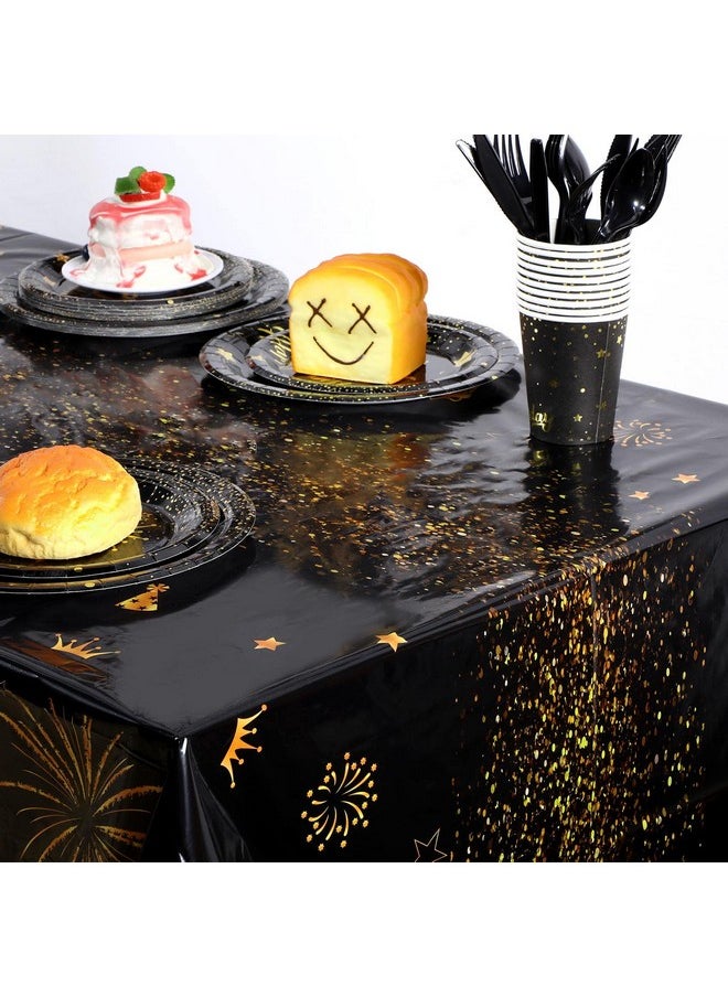 3 Pack 80Th Birthday Decorations For Men 80Th Birthday Tablecloth Disposable Plastic 80Th Birthday Table Cover Rectangular Black And Gold Table Cloths For 80Th Parties Decoration (80Th)