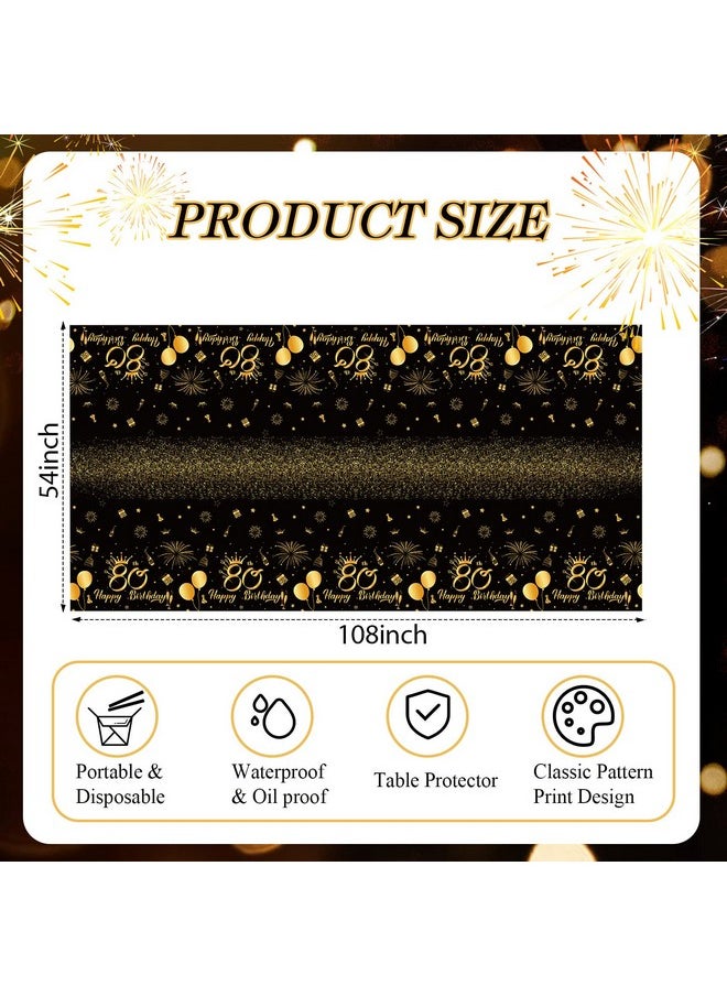 3 Pack 80Th Birthday Decorations For Men 80Th Birthday Tablecloth Disposable Plastic 80Th Birthday Table Cover Rectangular Black And Gold Table Cloths For 80Th Parties Decoration (80Th)