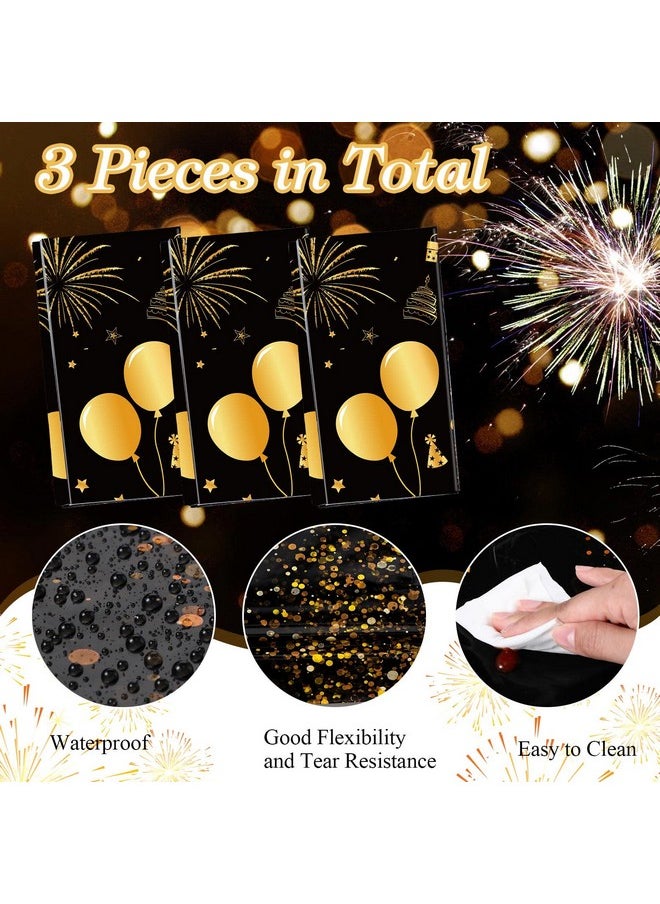 3 Pack 80Th Birthday Decorations For Men 80Th Birthday Tablecloth Disposable Plastic 80Th Birthday Table Cover Rectangular Black And Gold Table Cloths For 80Th Parties Decoration (80Th)