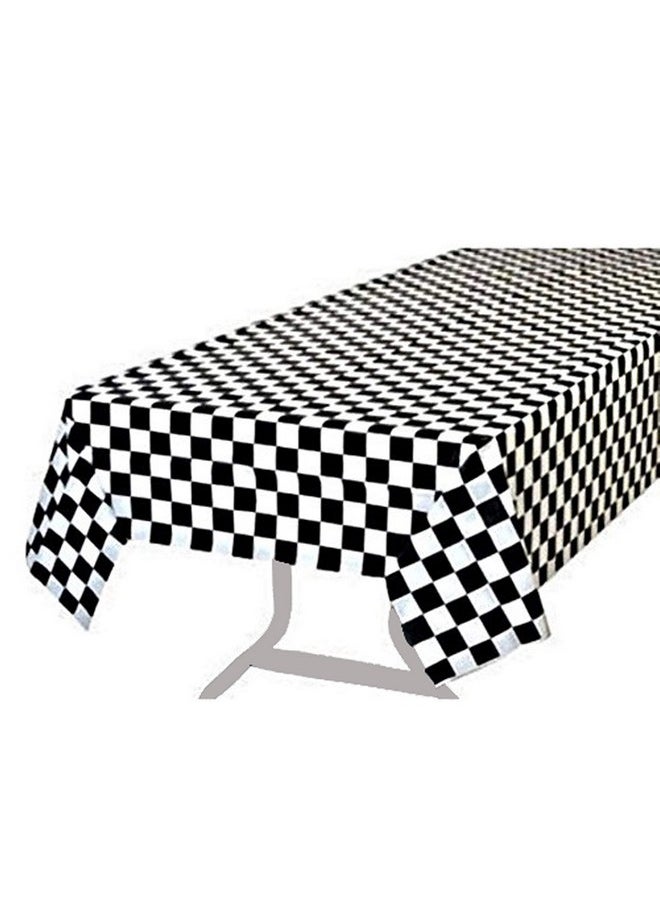 Pcs Of 2 Premium Plastic Checkered Flag Tablecloths Picnic Table Covers, Tablecovers Party Favor (2, Black)