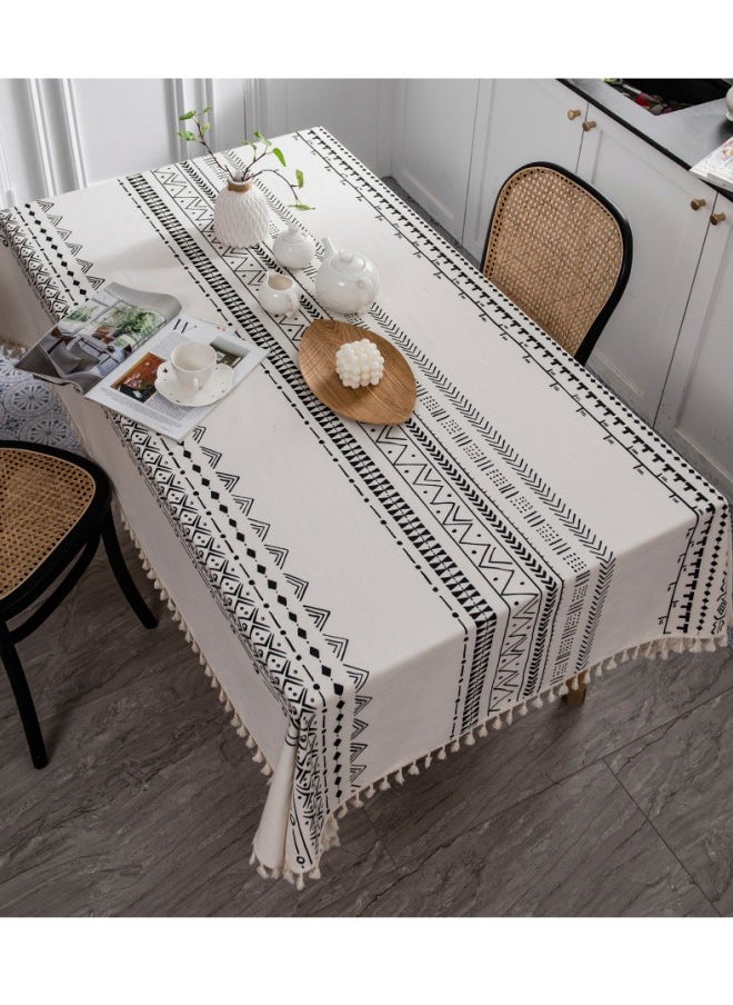 140x180cm Waterproof and Oil Resistant Tablecloth, Surface TPU Partition Layer Anti Fouling Rectangular Decorative Tabletop Cover, Cotton and Linen Material Kitchen Table Top Protection