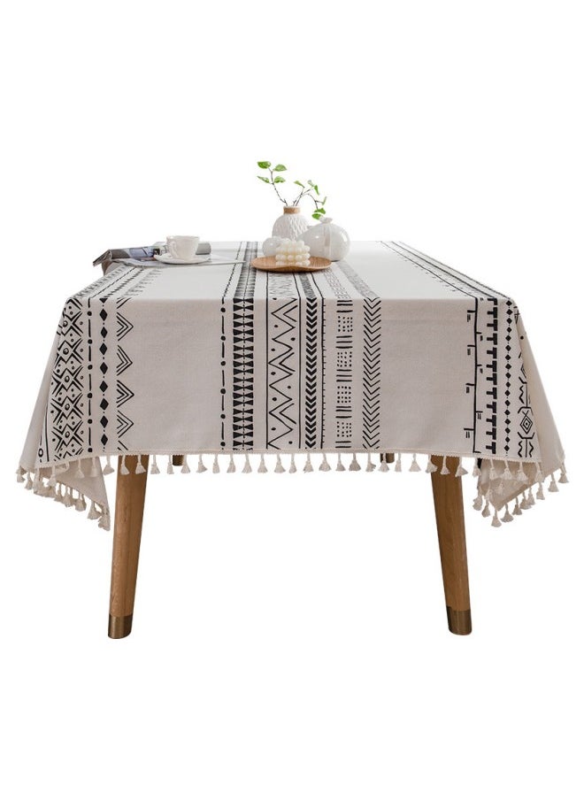 140x180cm Waterproof and Oil Resistant Tablecloth, Surface TPU Partition Layer Anti Fouling Rectangular Decorative Tabletop Cover, Cotton and Linen Material Kitchen Table Top Protection