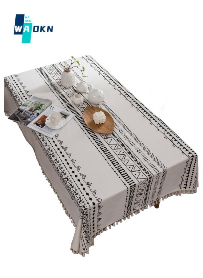 140x180cm Waterproof and Oil Resistant Tablecloth, Surface TPU Partition Layer Anti Fouling Rectangular Decorative Tabletop Cover, Cotton and Linen Material Kitchen Table Top Protection