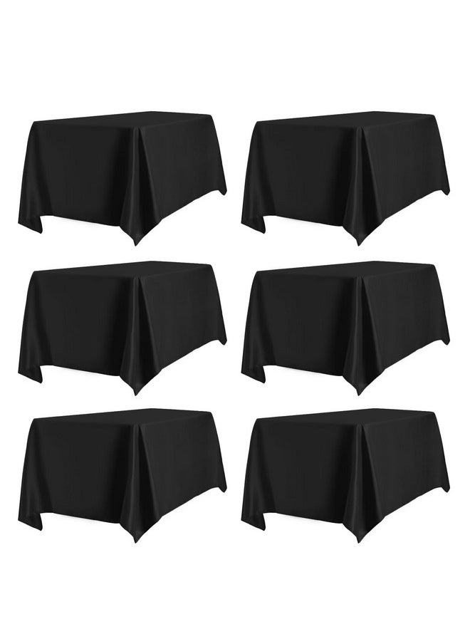 6 Pack Black Table Cloths 60 X 102 Inch, Stain And Wrinkle Resistant Table Linen For 6 Ft Rectangle Table, Polyester Table Covers For Dining Table, Wedding, Party, Banquet And Camping