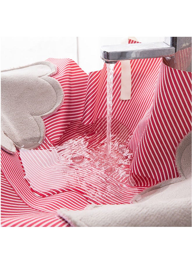 2-Side Waterproof Hand Wipe Apron Red/White 72x70cm