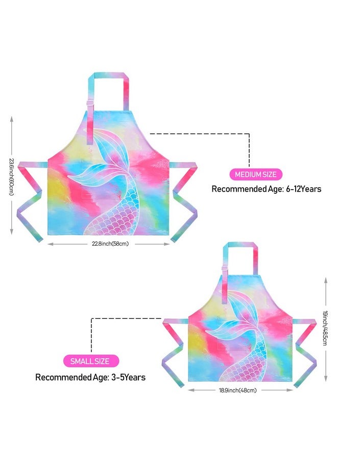 Aprons For Kids Girls Rainbow Unicorn Apron Children Kitchen Chef Aprons Smock (Mermaid, Small,3-5Years)