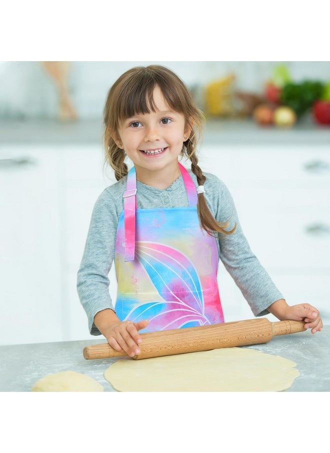 Aprons For Kids Girls Rainbow Unicorn Apron Children Kitchen Chef Aprons Smock (Mermaid, Small,3-5Years)