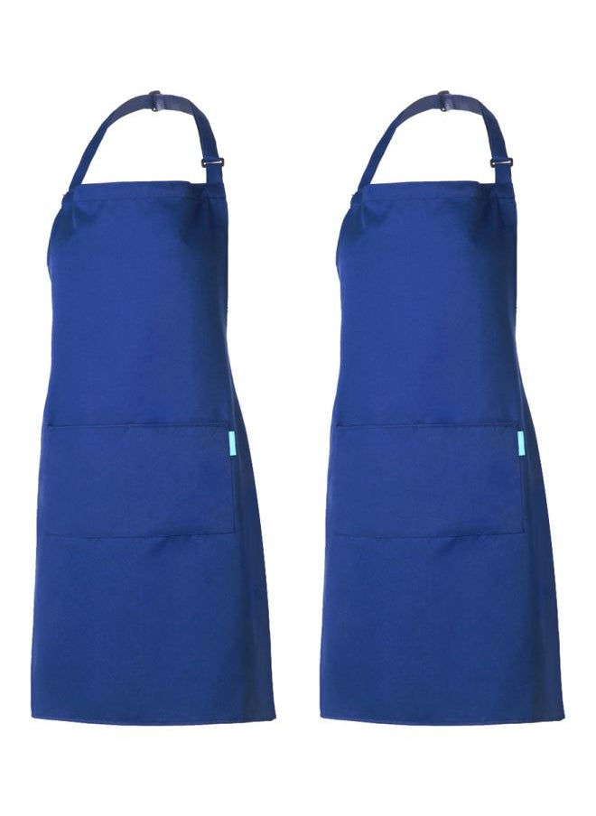 2-Piece Cooking Apron With Adjustable Neck Belt Blue 66x66x75centimeter