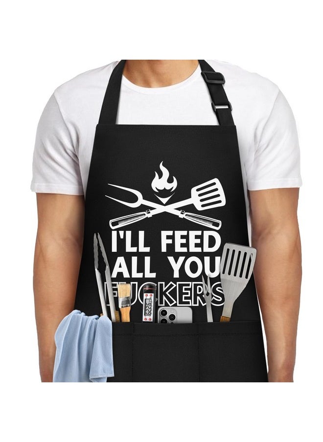 Funny Aprons For Men, Men’S Funny Chef Cooking Grilling Bbq Apron With 3 Pockets, Father'S Day Birthday Gifts