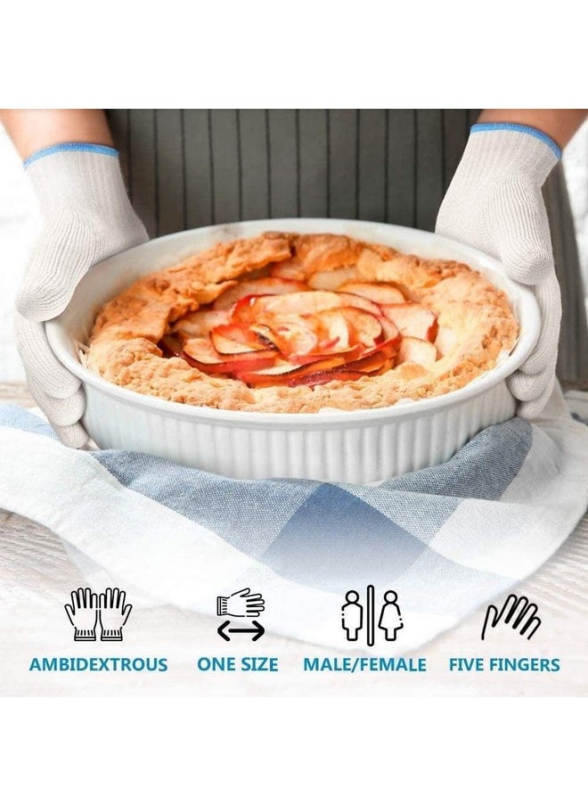 Heat Resistant Gloves Oven Gloves Heat Resistant With Fingers Oven Mitts Kitchen Pot Holders Cotton Gloves Kitchen Gloves Double Oven Gloves With Fingers White 3 Pairs