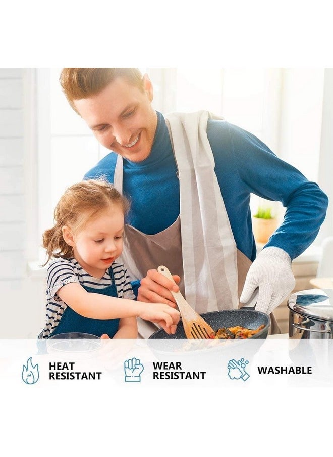 Heat Resistant Gloves Oven Gloves Heat Resistant With Fingers Oven Mitts Kitchen Pot Holders Cotton Gloves Kitchen Gloves Double Oven Gloves With Fingers White 3 Pairs