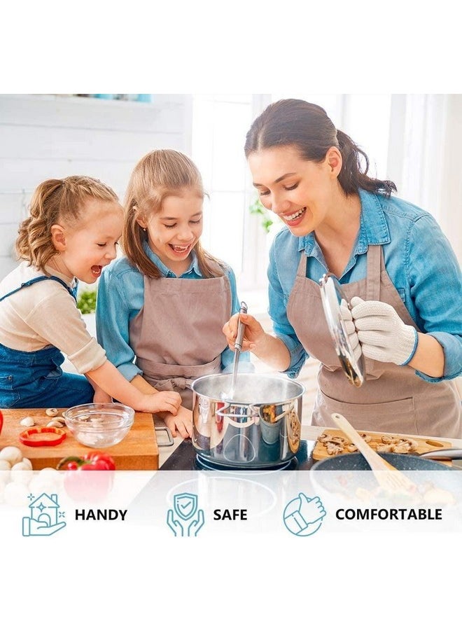 Heat Resistant Gloves Oven Gloves Heat Resistant With Fingers Oven Mitts Kitchen Pot Holders Cotton Gloves Kitchen Gloves Double Oven Gloves With Fingers White 3 Pairs