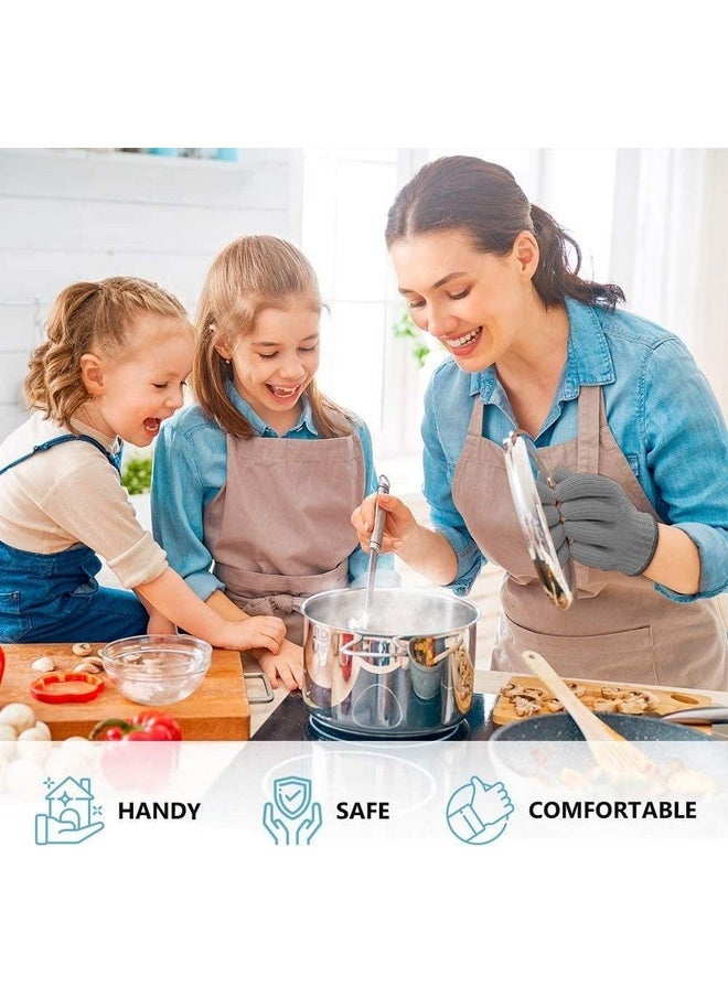 1 Pair Grey Heat Resistant Gloves Oven Gloves Heat Resistant With Fingers Oven Mitts Kitchen Pot Holders Cotton Gloves Kitchen Gloves Double Oven Mitt Set Oven Gloves With Fingers