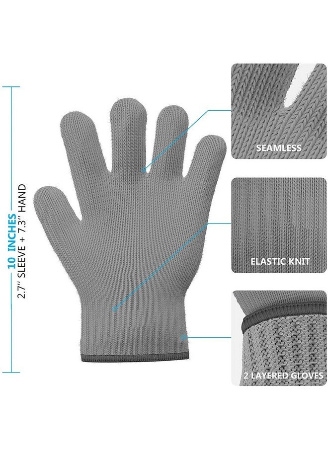 1 Pair Grey Heat Resistant Gloves Oven Gloves Heat Resistant With Fingers Oven Mitts Kitchen Pot Holders Cotton Gloves Kitchen Gloves Double Oven Mitt Set Oven Gloves With Fingers