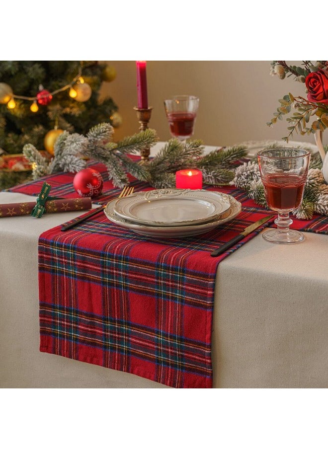 Tartan Table Runner Cloth For 6 Seater Table (13X72 Inch) Table Runner For Dining Table, Christmas Table Runner, Xmas Table Runner-Cotton