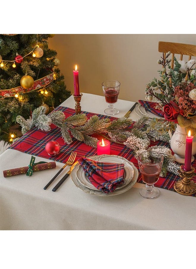 Tartan Table Runner Cloth For 6 Seater Table (13X72 Inch) Table Runner For Dining Table, Christmas Table Runner, Xmas Table Runner-Cotton