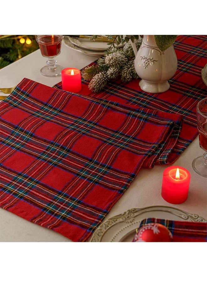 Tartan Table Runner Cloth For 6 Seater Table (13X72 Inch) Table Runner For Dining Table, Christmas Table Runner, Xmas Table Runner-Cotton