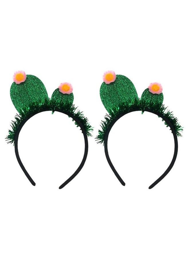 2Pcs Cactus Styled Accessory Headress Costume Headband Birthday Bopper Hairband Head Hopp Children Tinsel Headwear Girl Decor Kids Tassel Green Festive For Glette