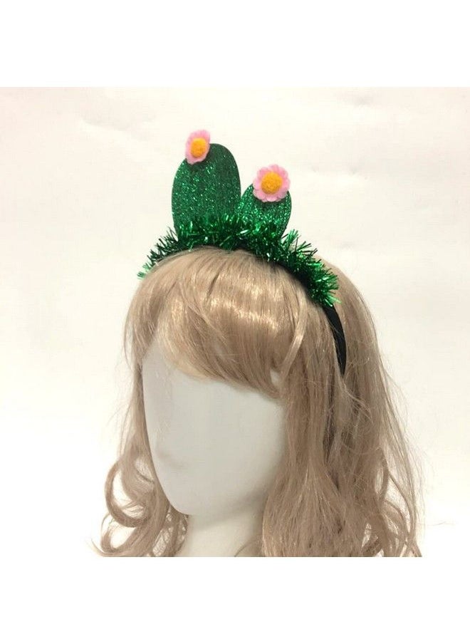 2Pcs Cactus Styled Accessory Headress Costume Headband Birthday Bopper Hairband Head Hopp Children Tinsel Headwear Girl Decor Kids Tassel Green Festive For Glette