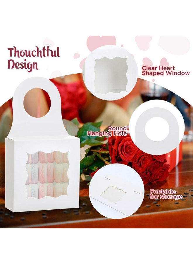 20Pcs Wine Bottle Box With Window, Kraft Paper Wine Boxes For Gifts Hanging Wine Treat Box Mini Charcuterie Boxes Champagne Bottles Box For Christmas Decor, White Wave