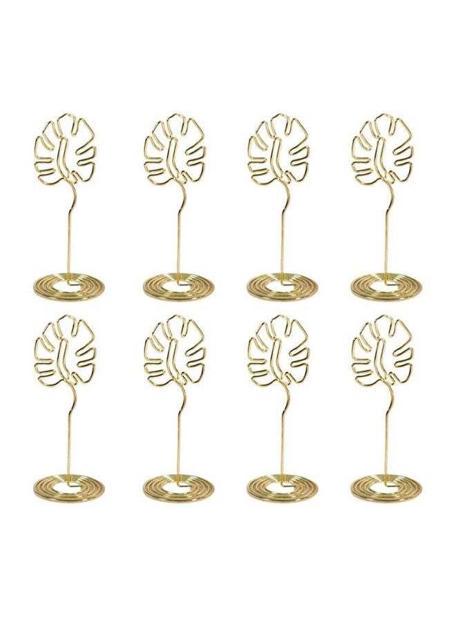 8Pcs Place Card Holders Monstera Leaves Table Number Holders Metal Memo Photo Clips Tropical Hawaiian Luau Wedding Birthday Party Decorations Golden