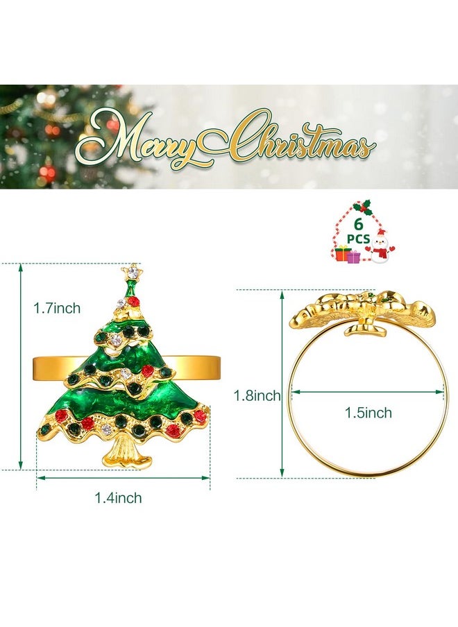 Christmas Napkin Rings Set Of 6, Holiday Christmas Tree Napkin Rings Christmas Napkin Holder Rings For Christmas Dinning Table Decorations