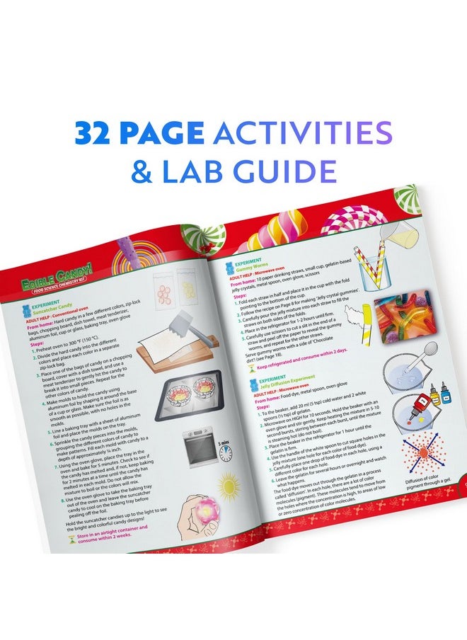 Edible Candy Making Science Kit For Kids Ages 8-12 Years Old - Food Science Chemistry Kid Science Kit With 40 Experiments To Make Your Own Chocolates, Educational Science Kits For Boy & Girls
