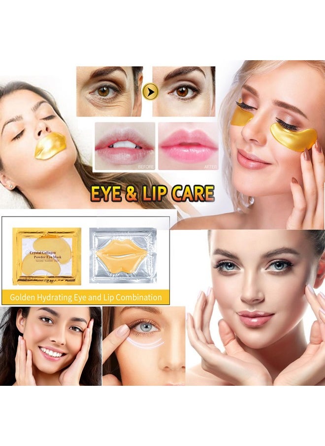 30 Pairs 24K Gold Eye Masks & Collagen Lip Masks, Crystal Collagen Eye Patches For Puffy Eyes, Dark Circles, Reducing Fine Lines, Cooling Collagen Skin Care Eye Masks For Men Women