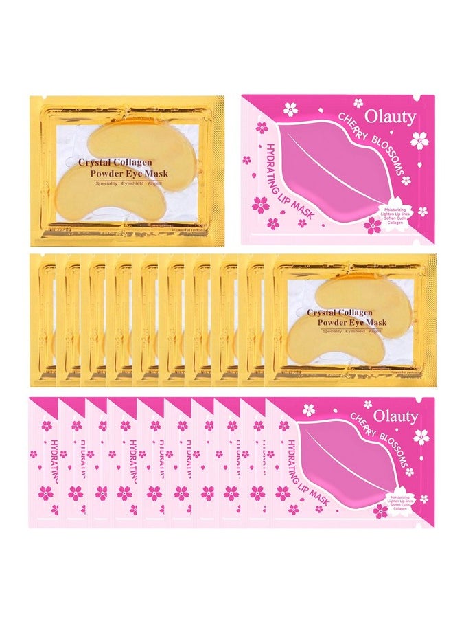 20 Pairs 24K Gold Eye Mask & Lip Mask, Gel Collagen Eye Patches For Puffy Eyes, Moisturizing & Reducing Fine Lines Dark Circle Under Eye Patches For Women Men