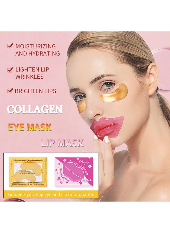 20 Pairs 24K Gold Eye Mask & Lip Mask, Gel Collagen Eye Patches For Puffy Eyes, Moisturizing & Reducing Fine Lines Dark Circle Under Eye Patches For Women Men